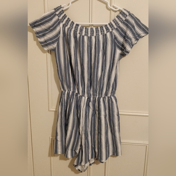 Hollister Blue and White Striped Romper - Picture 2 of 4